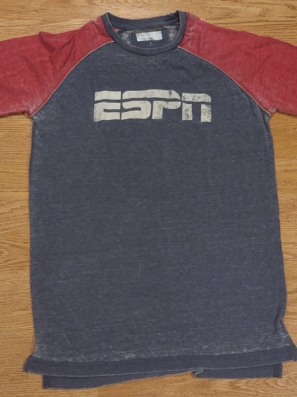 ESPN Men's Short Sleeve Raglan Tee in Navy and Red